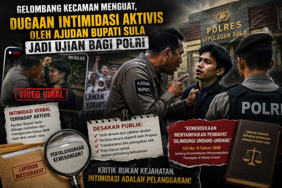 Gelombang Kecaman Menguat, Dugaan Intimidasi Aktivis Oleh Ajudan Bupati Sula Jadi Ujian Bagi Polri
